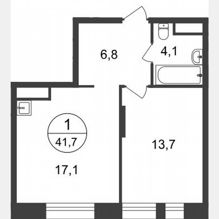 1-к. квартира, 41,7 м², 16/22 эт.