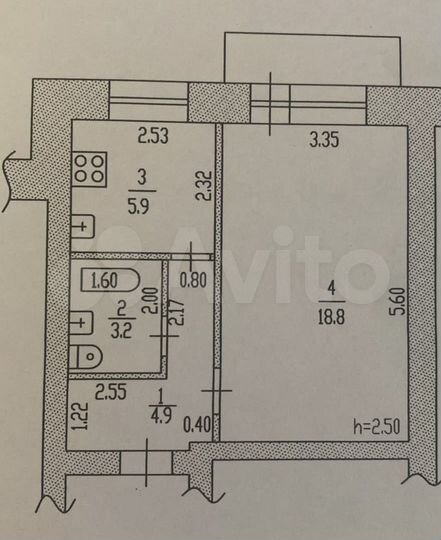 1-к. квартира, 33 м², 3/5 эт.