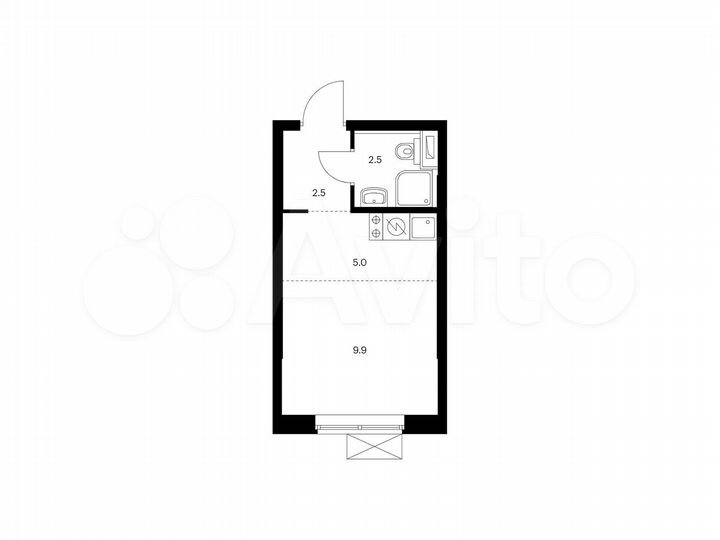 Квартира-студия, 19,9 м², 7/9 эт.