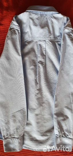 Рубашка школьная на мальчика 146 голубая ; хлопок