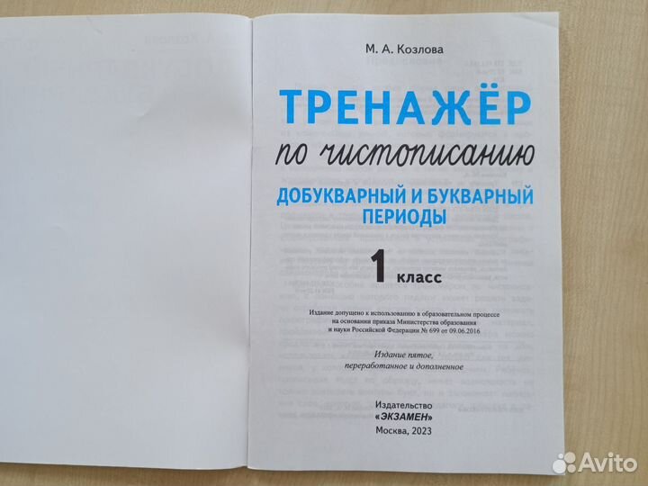 Тренажёр по чистописания. М. А. Козлова