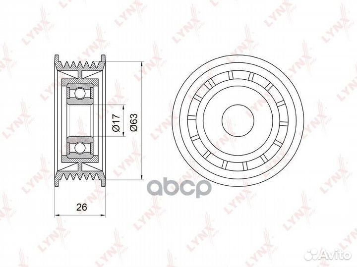 Ролик обводной приводного ремня PB7001 lynxauto