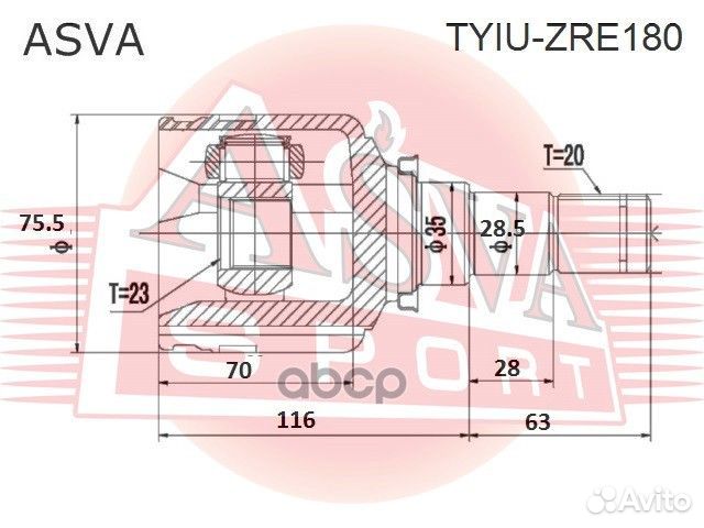 ШРУС внутренний перед лев tyiuzre180 asva