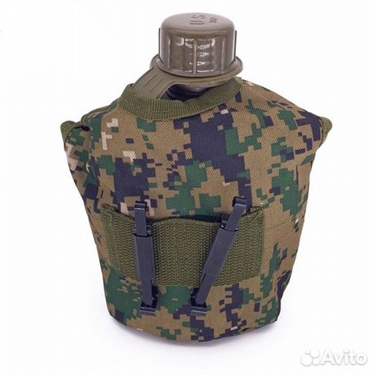 Фляга пластик nato с котелком 1л. в чехле (микс)