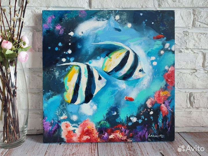 Картина маслом с рыбками