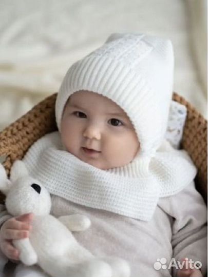 Шапка шлем для малыша осень демисезон Журавлик