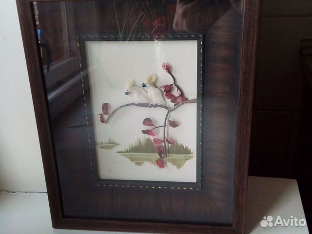 Панно из перьев.ручная работа1980 год