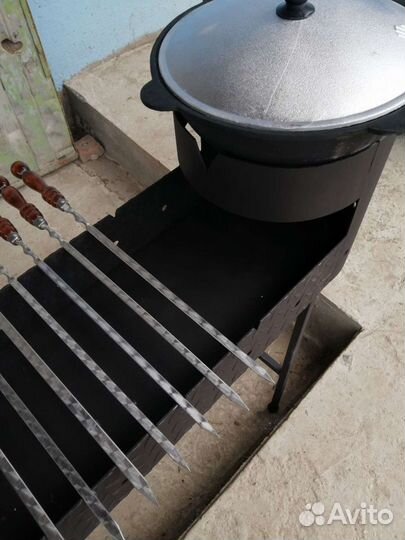 Мангал с печью под казан на 10 л