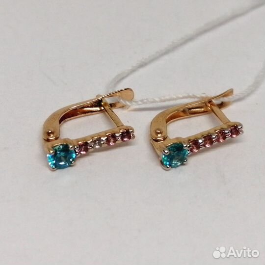 Серьги / 1,01г / Золото585 / фианиты круглые