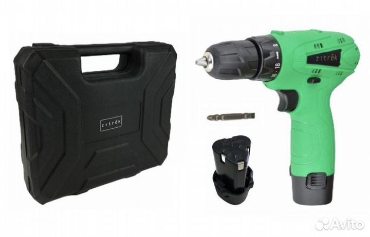 Шуруповёрт Zitrek Green, АКБ-2шт,зу,бита,кейс