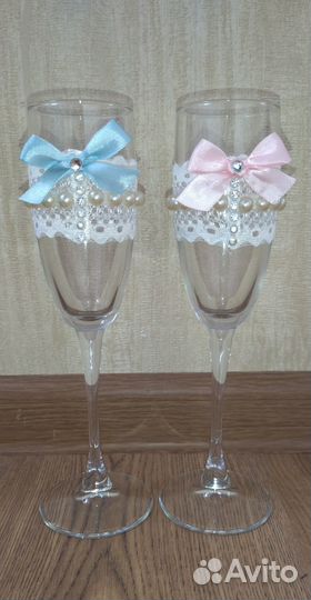 Свадебные бокалы ручной работы