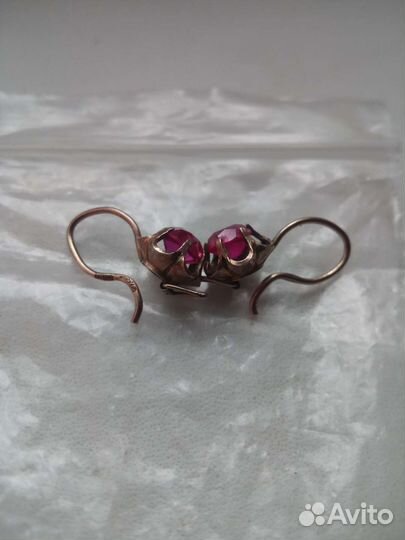 Серебряные серьги СССР, позолоченные