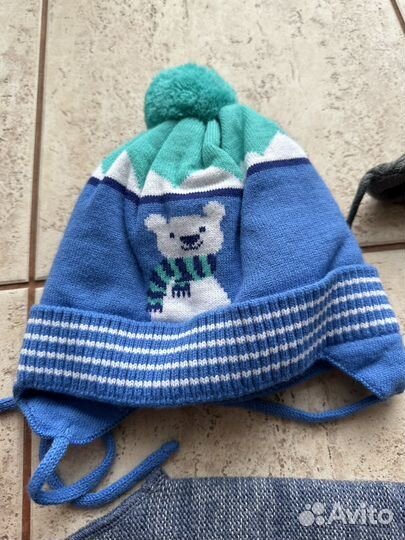 Шапки вязаные для мальчика 46-48