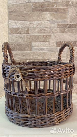 Корзина плетеная интерьерная из бумажной лозы