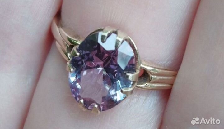 Кольцо александрит серебро 875 пробы СССР
