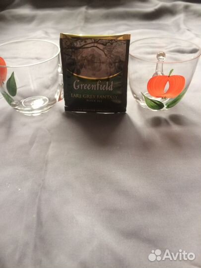 Чашки стеклянные с ручной росписью, 80-е годы. Нов