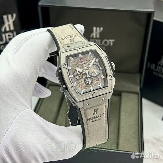 Наручные мужские часы бочка Hublot серый