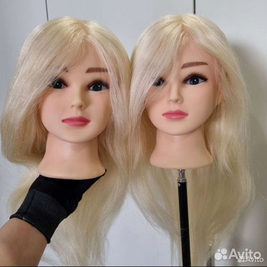 Маникен голова для причесок натуральные волосы