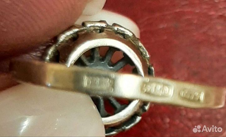 Серьги и кольцо из СССР с бирюзой и фианитами