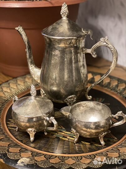 Чайник сливочник сахарница мельхиор