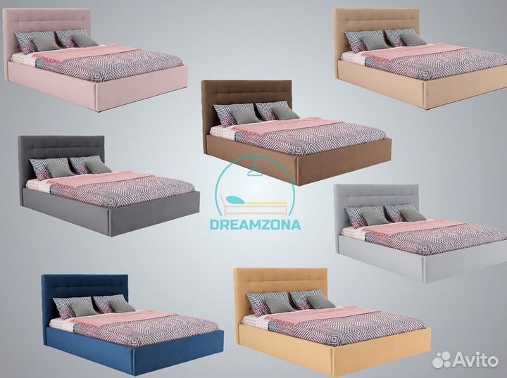 Кровать двуспальная Кайли с мягким изголовьем