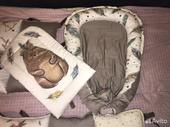 Бортики в кроватку,гнездо,одеяло,простынь,балдахин