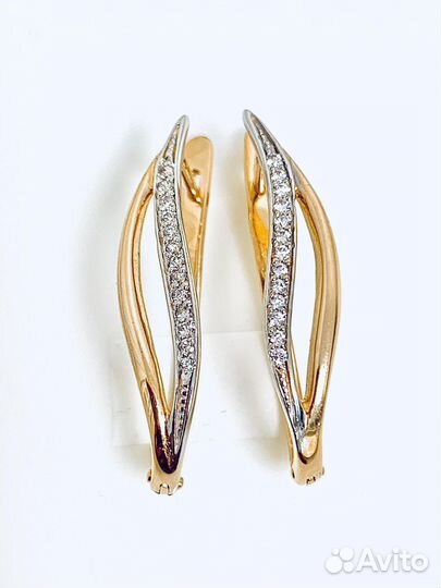 Золотые серьги с фианитами