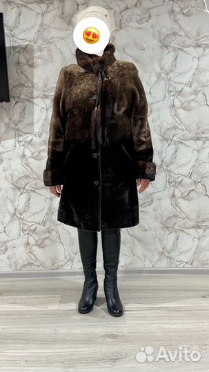 Шуба мутоновая с норкой 48