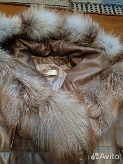 Пуховик из натуральной кожи