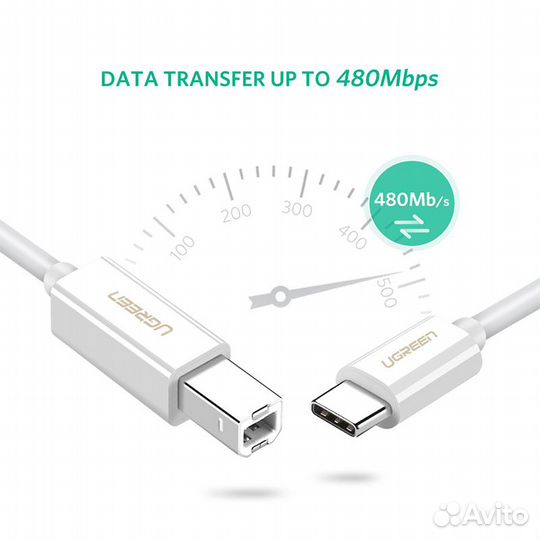 Кабель USB Type-C-USB-B в оплетке пластик ABS 1.50