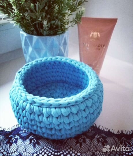 Корзинка из трикотажной пряжи