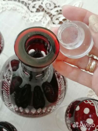 Графин и бокалы, гранатовый хрусталь, Германия