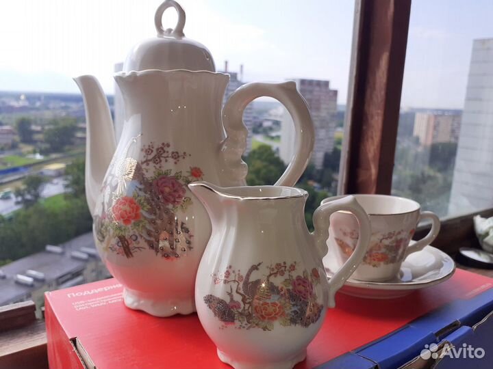 Сервиз кофейный фарфор винтаж Япония Павлины