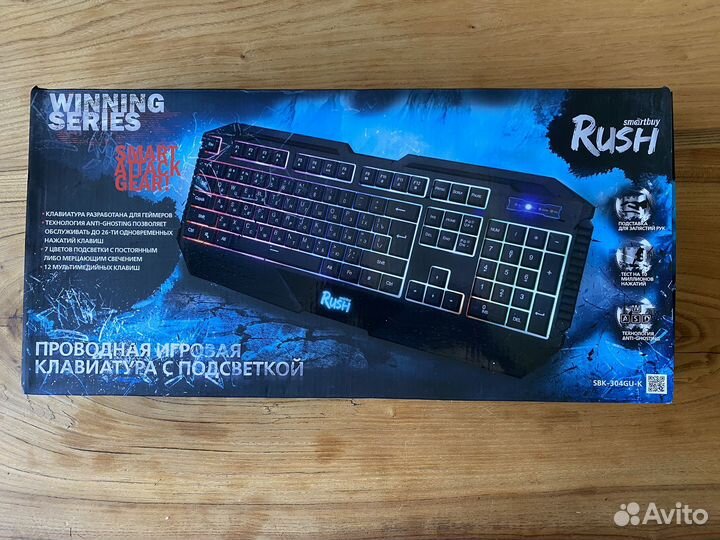 Игровая клавиатура Rush sbk-304gu-k новая и мышки