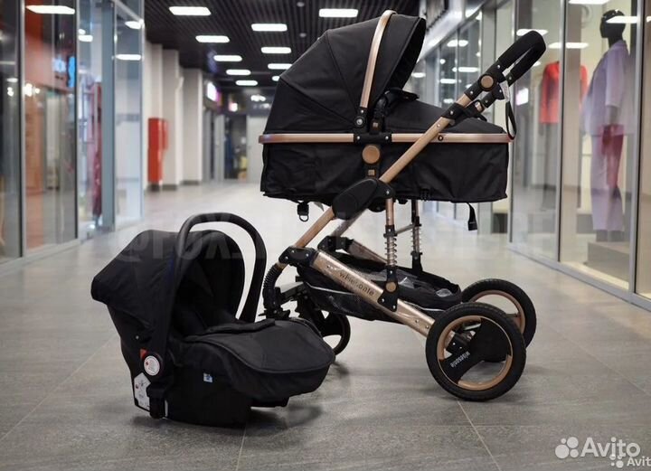 Коляска трансформер Wisesonle черный 3в1