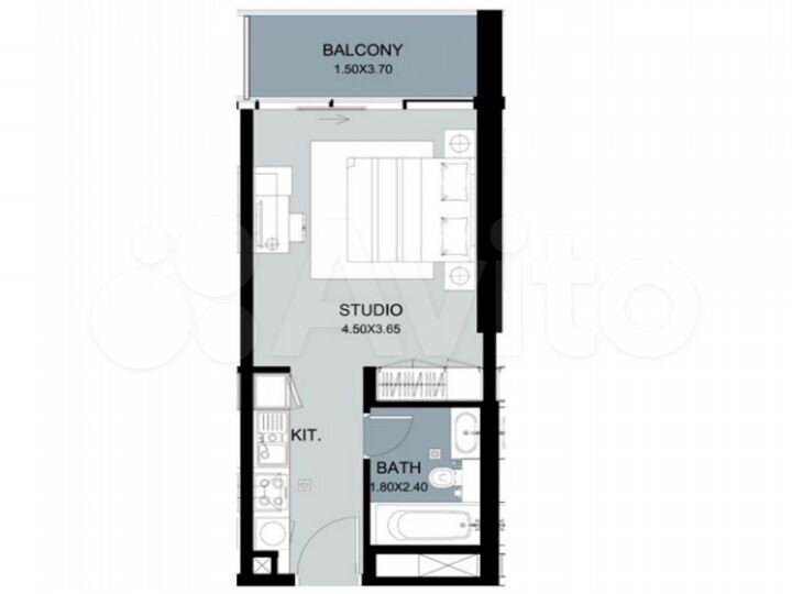 Квартира-студия, 46 м² (ОАЭ)