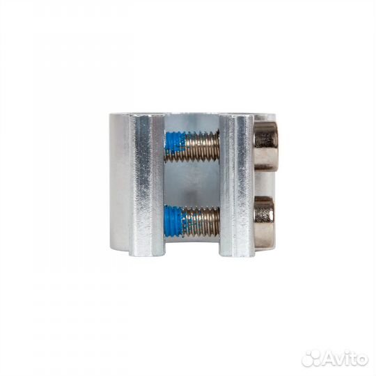 Зажим 33мм для самокатов, 2 болта, серебристый