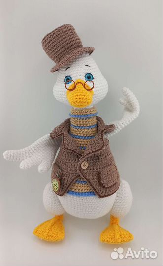 Гусь вязаный игрушка для декора детской подарок