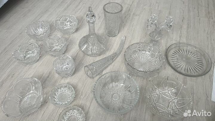 Хрустальная ваза, графин, посуда