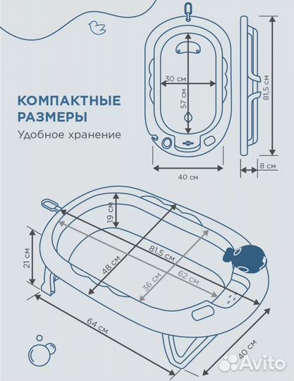 Детская ванночка для купания складная