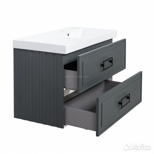 Тумба под раковину подвесная La Fenice Cubo twin FNC-01-CUB-G-90-2, серо-зеленая