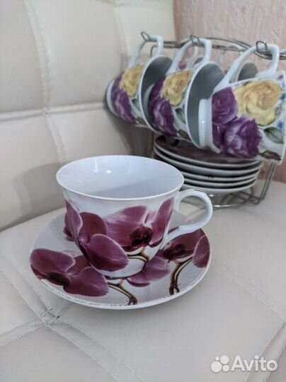 Сервиз чайный с подставкой + чашки