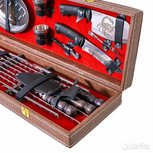 Шашлычный набор с шампурами №8 коричневый31206