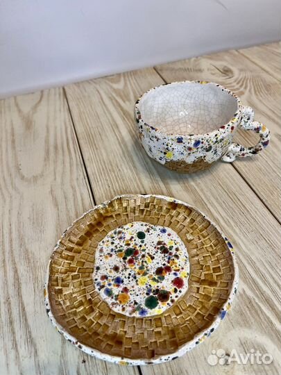 Кружка и блюдце. Керамика ручной работы