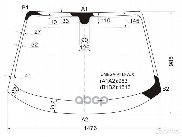 Стекло лобовое opel omega B 4/5D 94-04 omega94l