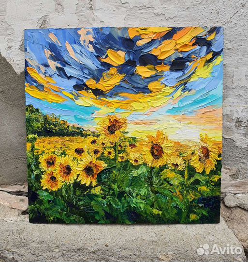Подсолнухи. Современная небольшая картина