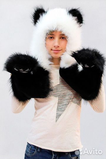 Зверошапка Пушистая панда подростковая