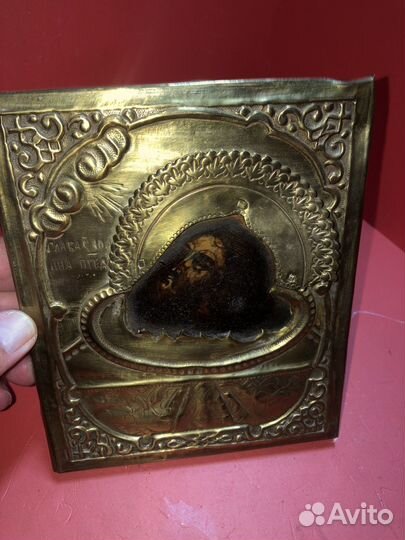 Старинная икона Голова Иоанна Предтечи