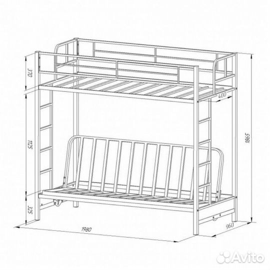Двухъярусная кровать с диваном