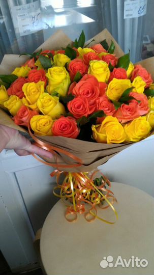 Цветы. Букет. 51 роза 50см. Доставка цветов